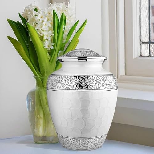Trupoint Memorials Cremation Urns For Human Ashes - Decorative Urns, Urns For Human Ashes Female & Male, Urns For Ashes Adult Female, Funeral Urns - White, Large #TOP4