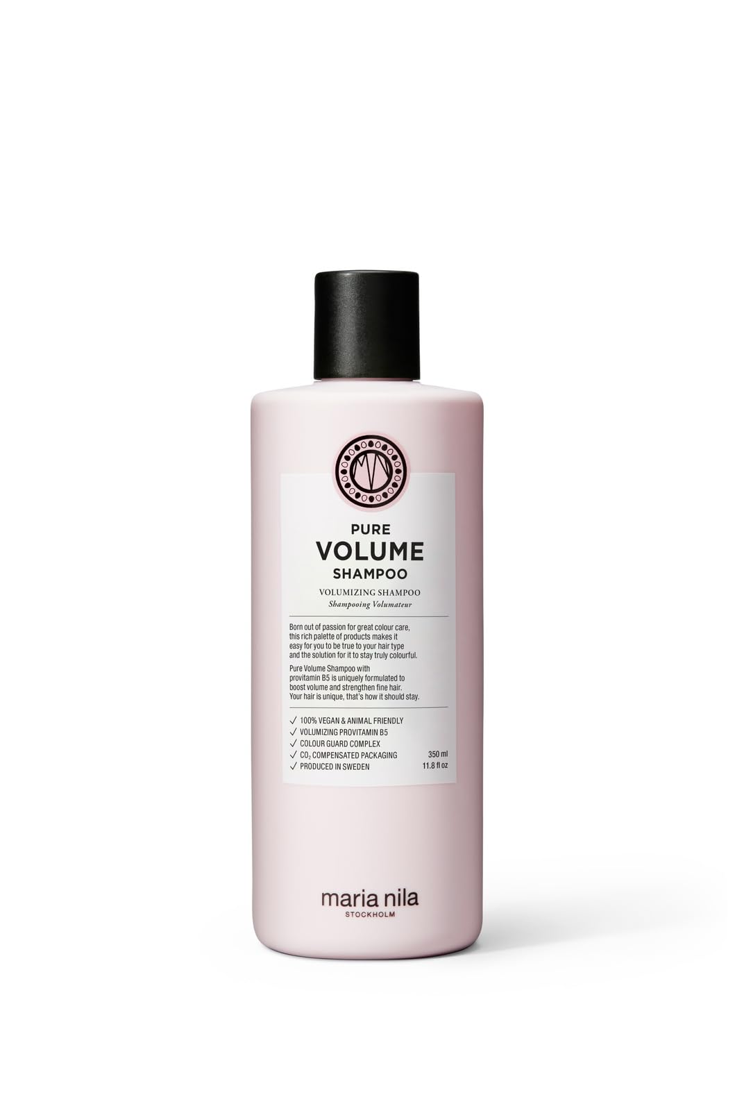 Maria Nila Pure Volume, Shampoo 11.8 Fl Oz, Vitamin B5 Gives Volume to Thin & Fine Hair, 100% Vegan & Sulfate/Paraben free