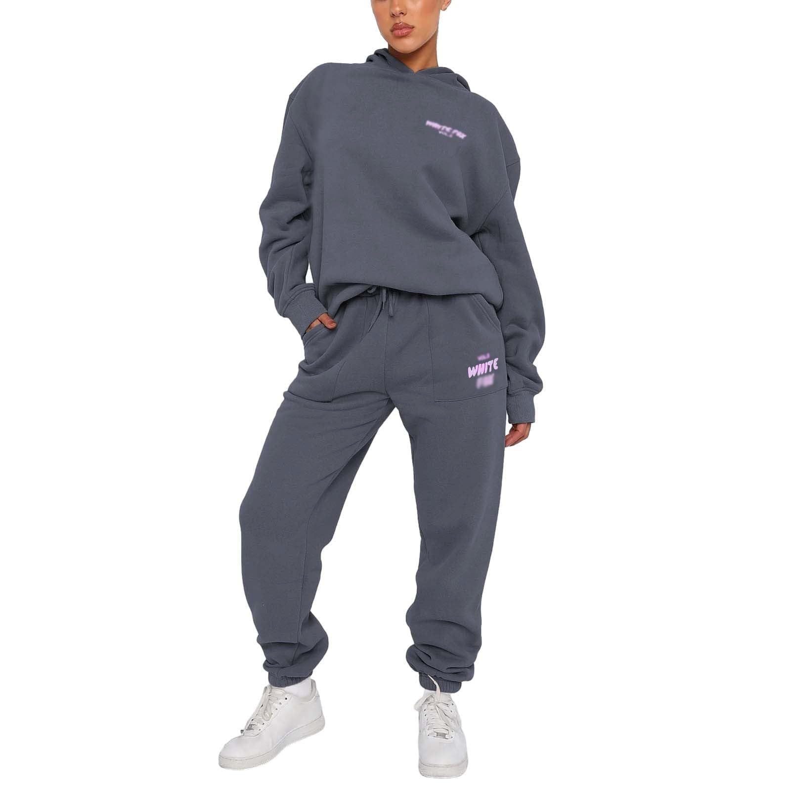 JIOZIDOWomen's Tracksuits Sets 2 Piece Outfits Hoodie and Sweatpants Jogger Plain Set Women Activewear Lounge Wear Sets for Women Tracksuit Womens UK