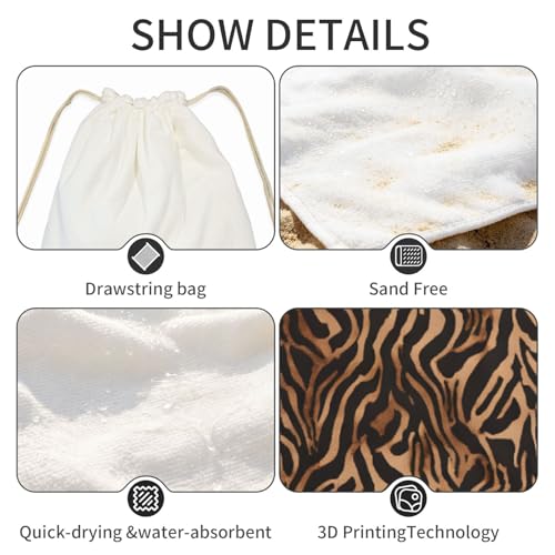 Serviette de plage voyage sport et douche imprimée léopard - 5