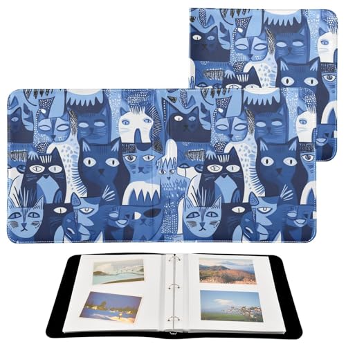 Álbumes de fotos para álbumes de fotos, diseño de gatos azules rusos, para fotos de todos los tamaños, páginas autoadhesivas, fotos de 4 x 6, 5 x 7, 6 x 8 pulgadas