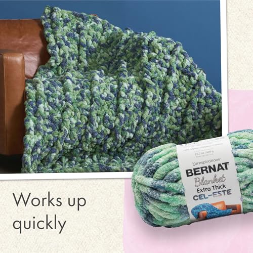 Image of Bernat Blanket Extra Thick Cel-Este Andromeda Purple Yarn - 1 Pack of 21.12oz /598.74g - 100% Polyester - #7 Jumbo - 72 Yards - Chunky Yarn for Hand Knitting, Crocheting, Crafts & Amigurumi