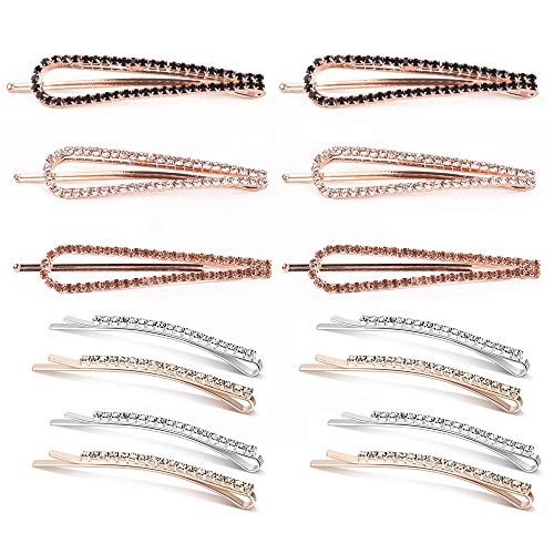 SHANGXING 14 Pcs Rhinestone Bobby Pins Crystal Hair Pins Crystal Bobby Pins Metal Hair Clips Hair Decorations for Lady Women Girls