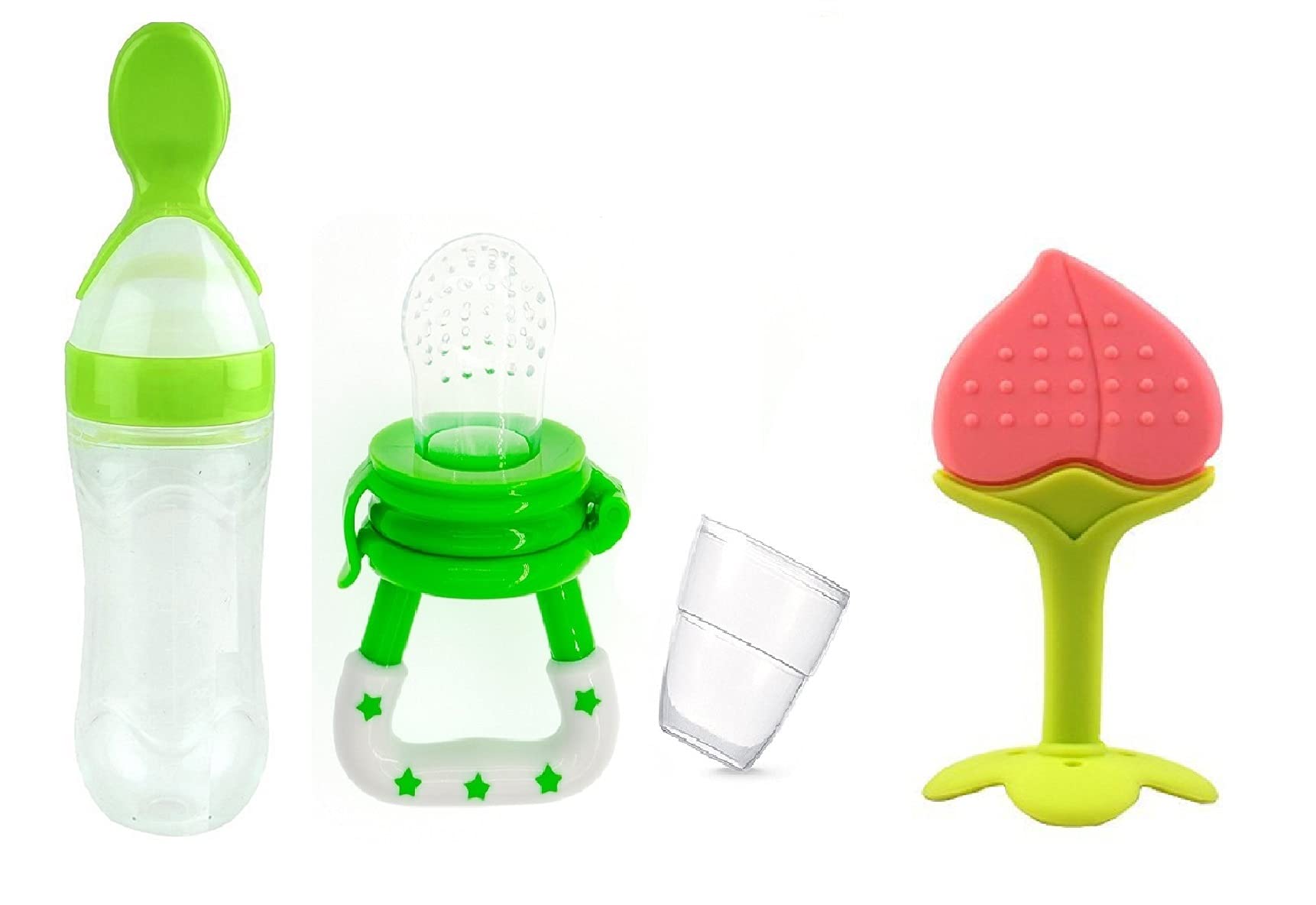 Gilli Shopee Baby Silicone Nibbler for Fruit Feeder & Fruit Shape Silicone Teether for 6 to 12 Months Baby Combo