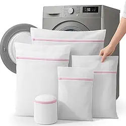 Kit 5 Sacos para Lavar Roupas Delicadas com Zíper Reforçado - Para Lavar Roupas Delicadas na Máquina de Lavar é Reutilizável com Proteção Total Contra Danos Perfeita para Roupas Íntimas Premium