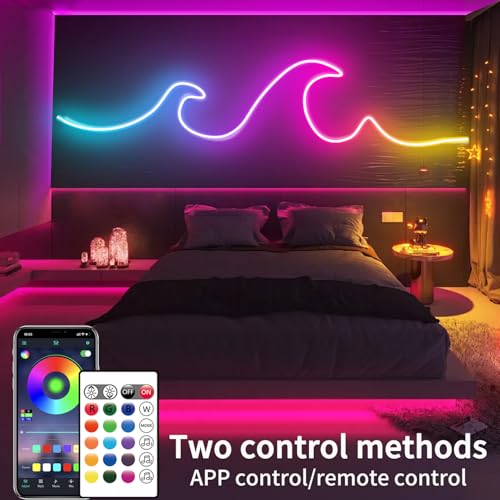 Image of segrass 16.4FT Led Neon Rope Lights Control with App /Remote,Flexible Led Rope Lights,Multiple Modes,IP65 Outdoor RGB Neon Lights Waterproof,Music Sync Gaming Led Neon Strip Lights for Bedroom Decor