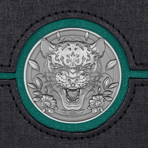 Image of Kabinka Commander Deck Box for MTG with Metal Emblem, Card Deck Box with Dice Tray, Holds 100 Double-Sleeved Cards for PTCG, Cards Storage Case with 35PT Magnetic Card Holder (Black& Green, Leopard)
