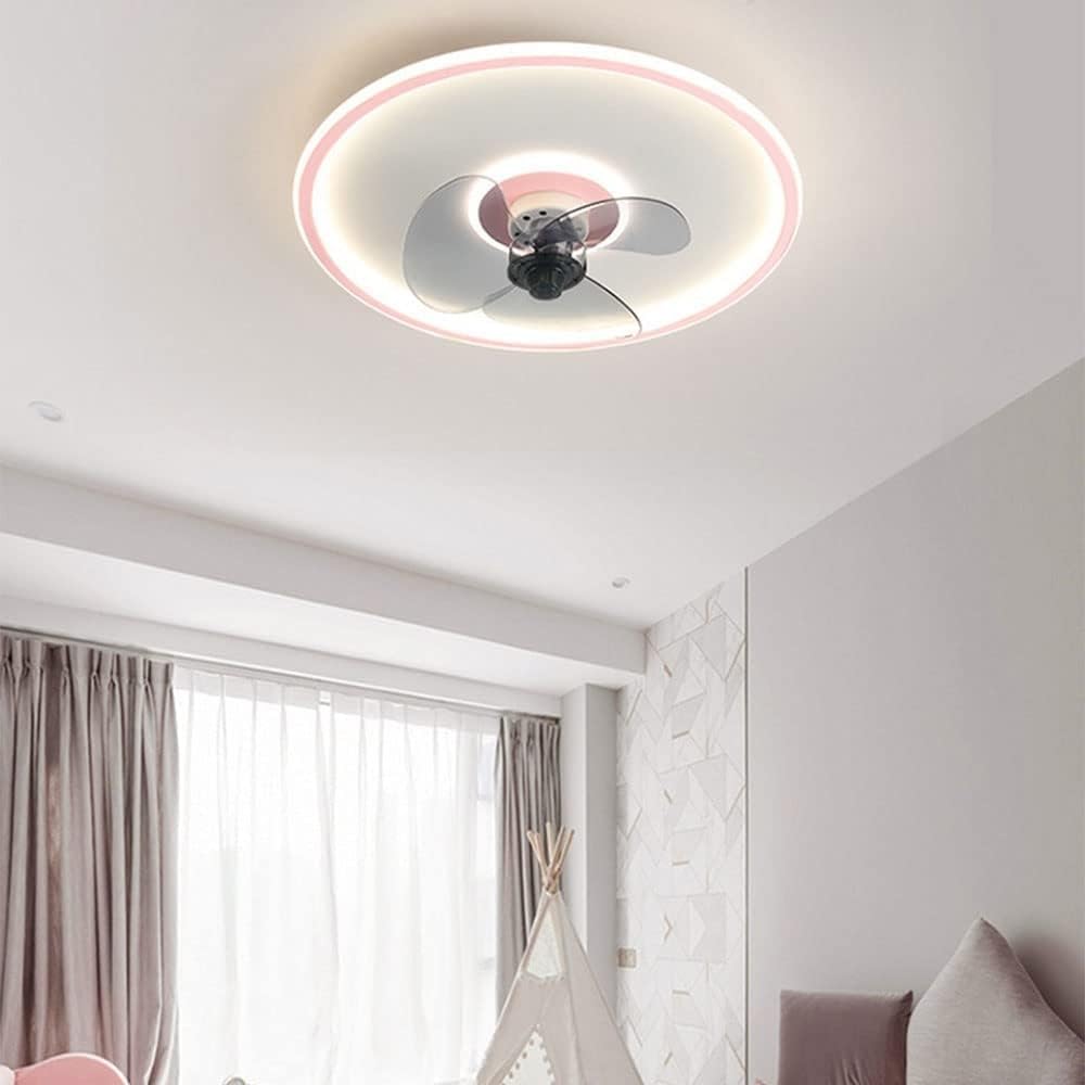HXYSXHJUO Ceiling fan light LED Slim Mute Fan Light with Remote Control Dimmable 19.7 Inch Bedroom Living Room Dining Pink (Pink)