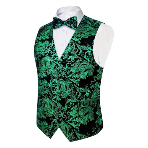 Chaleco tradicional para hombre de cachemira, jacquard, con pajarita clásico, ajustado, chaleco para traje regional, cómodo, transpirable, chaleco de negocios, cuello en V, con botones, chaleco para