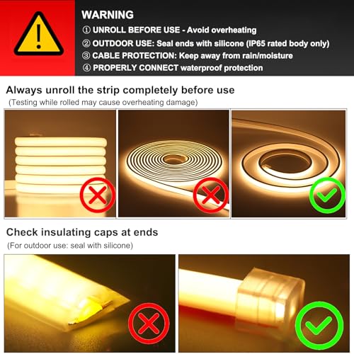 GQL 8m LED Strip AC 220V 240V IP65 Waterproof 3014 SMD 120LEDs/m Commercial Rope Light, Warm White Ribbon for Home Kitchen Cabinets Ceiling Garden Decoration UK Plug - Image 8