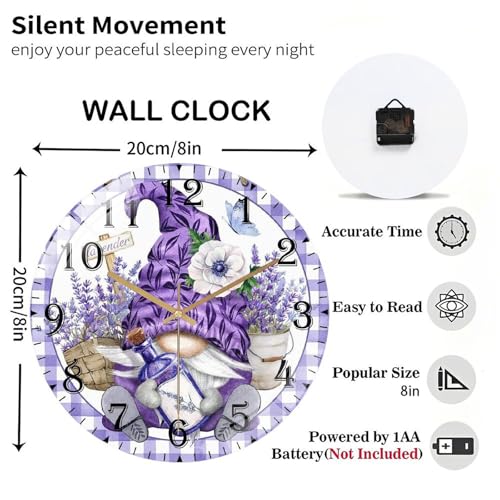 Reloj de Pared Analógico Acrílico 8 Pulgadas Silencioso miniatura 3