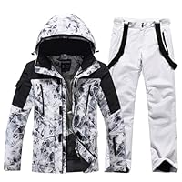 ALSOGO Skianzüge Für Herren 2-teiliger Snowboard Sets Wasserdicht Winddicht Winter Warme Ski Jacke und Hosen Set Zum Skifahren Snowboarden Klettern