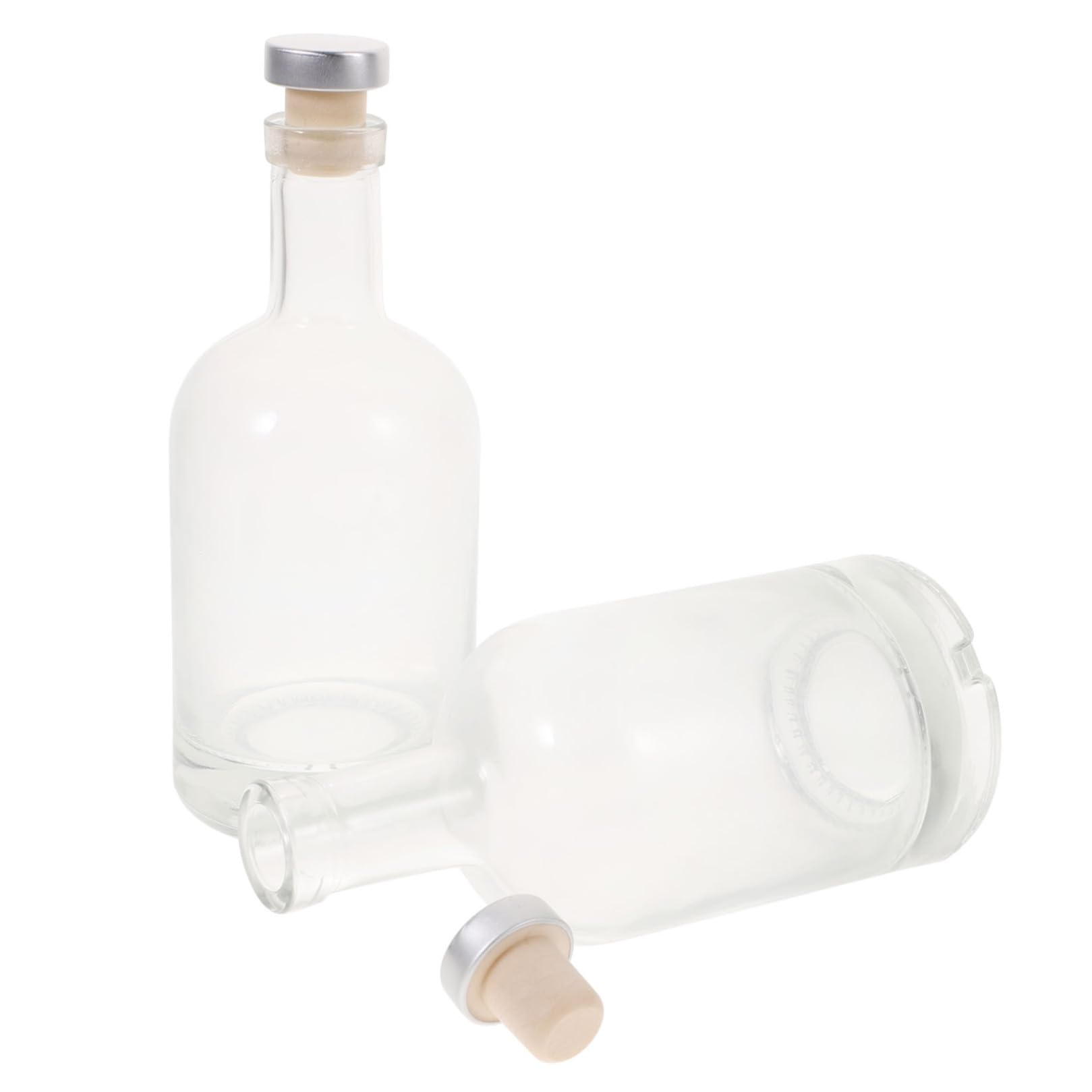 2 Stück-pack Dickwandige Wodkaflaschen aus Glas 375ml, Transparent | Breite Öffnung, Rutschfester Boden mit Schraubstruktur, für Club und Zuhause Zufällige Farbe