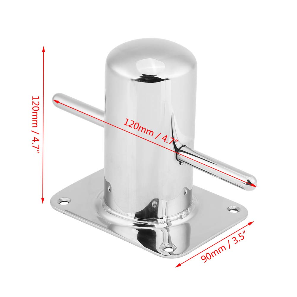 KIMISS Poste de amarre para barcos de acero inoxidable, para yates y emba ciones, 120mm x 90mm, resistente a la corrosión, Poste de samson cruzado