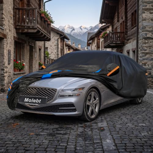Image of Custom Fit Car Cover for Hyundai Genesis G80 (2017-2026), Upgraded Waterproof All Weather Outdoor Auto Cover with Driver Door Zipper & Mirror Pockets, UV /Snow /Dust Protection