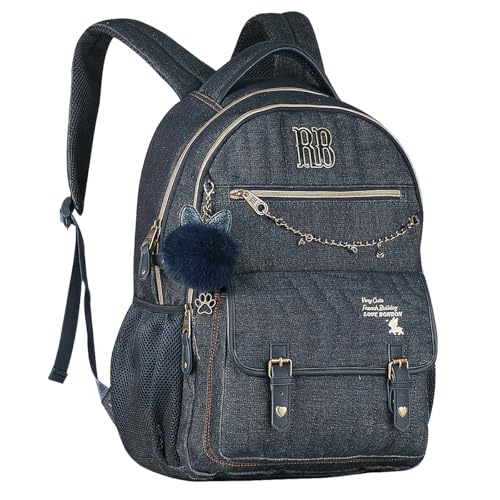 Mochila Jeans Rebecca Bonbon RB Costa Escola Juvenil Femini