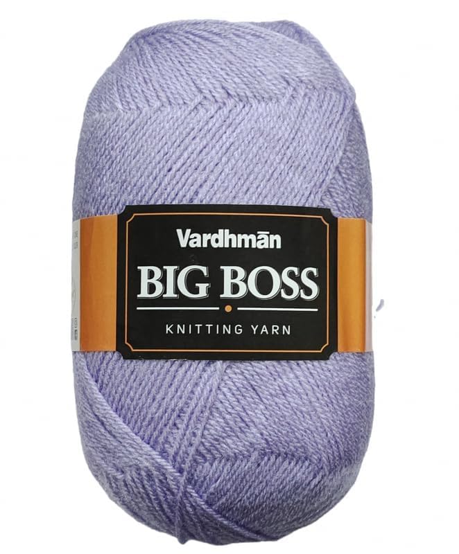 Image of Vardhman BigBoss Knitting Yarn - 200g Ball, 575m, 84% Acrylic + 16% Nylon, 3-Ply DK Weight, Soft & Durable Wool for Knitting, Craft, babywear, blanket, winter wear; threads for crochet hook needle - Boss-55- LAVENDER