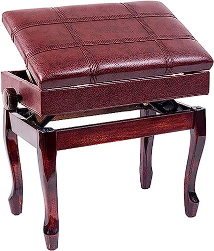 GTHTUHFD Taburete De Piano para Banquete Familiar, Tocador, Banco De Piano De Altura Ajustable, Taburete De Teclado De Cuero Genuino, Relleno De Cojín Acolchado con ESP,Mahogany