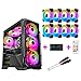 JF-TVQJ Obudowa komputerowa kompaktowa obudowa M-ATX wieża do gier PC z 8 x 120 mm wentylatorami RGB, obudowa komputera, chłodząca wodą, porty USB 3.0/USB 2.0