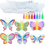 Juego de 30 juegos de arte de arena de mariposa, mosaico, mariposa, arena, arte, imágenes, juego de pintura de arena de primavera con arena de colores, crea tu propio arte de arena de mariposa para