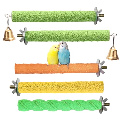 Honicemar 5 PCS Perchoirs en Bois pour Cage à Oiseaux Jouets Oiseaux Bâtons de Broyage Coloré pour Pattes pour Perroquets de Petite et Moyenne Taille,...