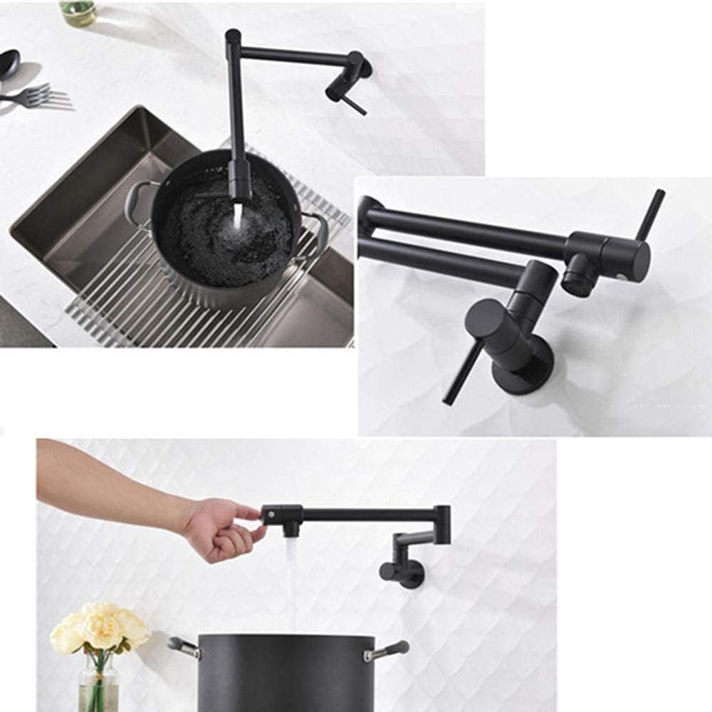 Taps for Kitchen Pot Filler Wall Mounted, Double Handle 360 Rotating Telescopic Cold Water Tap, Kitchen Faucet Kitchen Sinks Tap-F