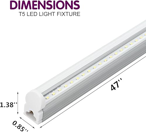 Miniatura 6 de Paquete de 6 bombillas LED de 4 pies para tienda, conectables, T5, 20 W, 2200 lm, súper brillante, 6000 K, con cable de interruptor de