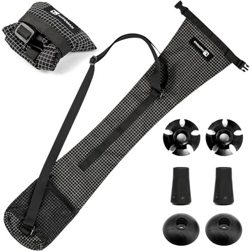 トレッキングポール 専用袋 ウォーキングポールバッグ ストックケース 収納袋 トレッキング用キャリーバッグ ポケット付き キャリーバッグの長さ調整可能 耐久性 防水 ナイロン製 コンパクト トレッキングポールの保管 電車で移動 (ブラック)