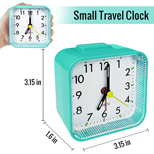 Image of Lamisola Small Battery Operated Analog Alarm Clock, Travel Clock, Quieter Bedside Clocks for Bedrooms Bathroom Shelf Desk, Green