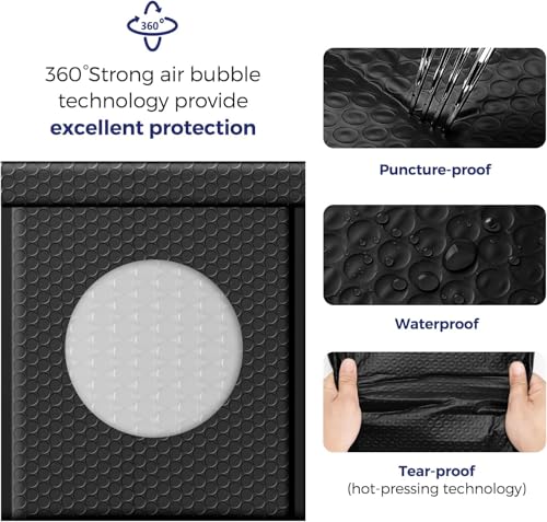 Image of Fuxury Black Bubble Mailers 8.5x12 inch Padded Envelopes 6000Pack Bulk Strong Adhesion Full Pallet of Padded Mailers Thick Bubble Envelopes for Small Business Mailing Books Clothes Makeup Supplies