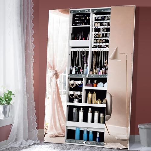 Yoobing Full Mirror Standing Two Doors Fashion Lxury Jewelry Storage Cabinet