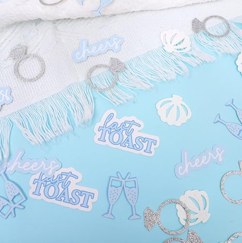 Image of 200psc Last Toast on the Coast Confetti - Last Toast Bachelorette Party Decorations, Ocean Bridal Shower Confetti, Beach and Coastal Bachelorette Party Decor, Shimmery Seashell and Ring Confeti