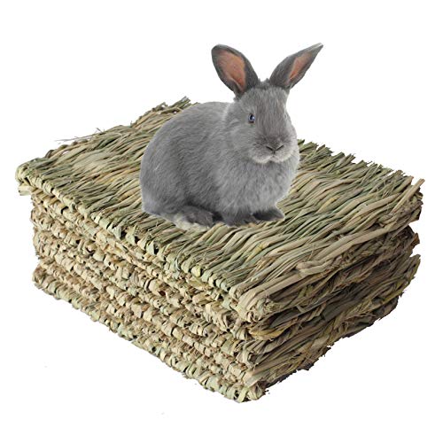 kathosn-8-PCS-Bunny-Grass-Mat-Natural-Woven-Pet-Bed-Nest-Mats-Rabbits-Chew-Toys-for-Hamsters-Parrot-Rabbits-Hedgehog-Guinea-Pig-Bunny-and-Other-Small-Animals
