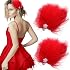 Feather Hair Clip Swan Ostrich Ballet Style Fluffy Plush Hair Pins Pearl Flower Swan Feather Hair Barrettes Accessories for Women Bride Wedding Valentine Christmas Performance Headpiece Red