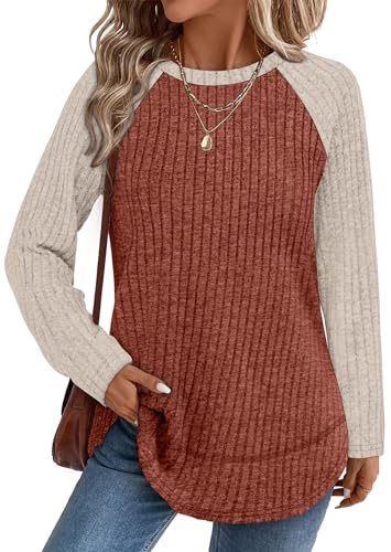 Image of WIHOLL Long Sleeve Shirts for Women Fall Sweaters Lightweight Trendy Tops