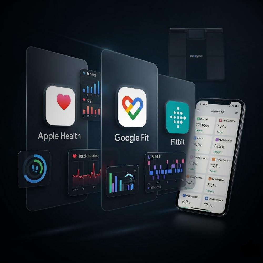 Körperanalyse-Waage – Smart Körperfettwaage mit 58 Gesundheitsmetriken, 8-Elektroden-Technologie, hochpräzise Messung, kostenlose App ohne Abo, Multi-User, Bluetooth & Reportfunktion