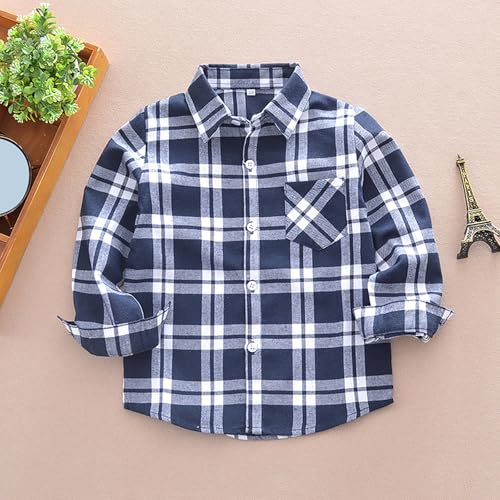 Boys Colorful Plaid Flannel Blouse with Pockets Toddler Kids Long Sleeve Button Up Shirt Casual Collared Shirts2
