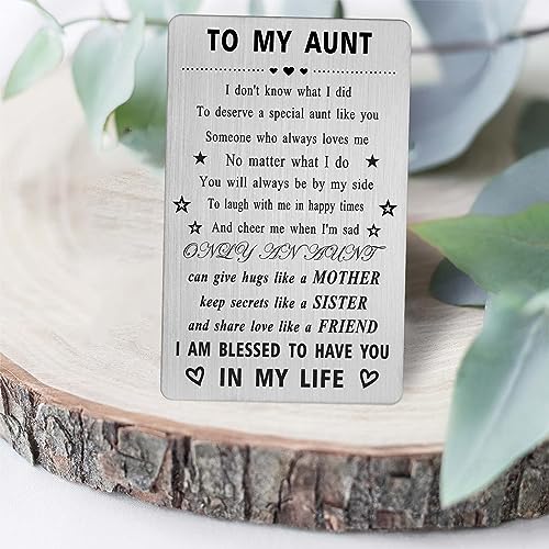 CPLJW Greeting Card - Best Aunt Birthday Gift, Engraved Steel Wallet Card for Auntie3