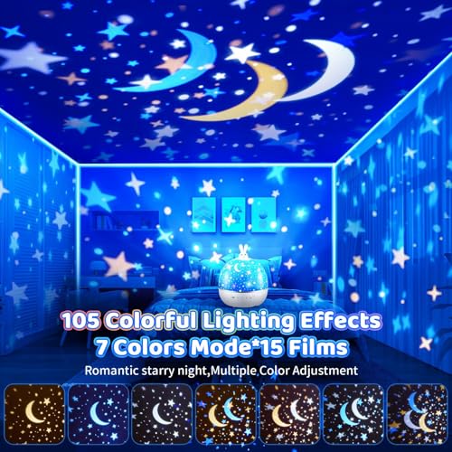 Proiettore Stelle Soffitto,315 Colori+15 Films Proiettore Soffitto,Bluetooth Musica&360°Luce Notturna Bambini,Ricaricabile&Telecomando Lampada Proiettore Bambini,Regalo Neonato Maschio Regalo Bambina - 3