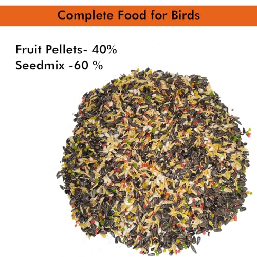 Image of Boltz Premium Fruit Pellet and Seed Mix Bird Food 500Gm, Fruits Blend Flavor with Natural Flavor, Enriched with Fruit and Veg Pellets, Bird Seed Food for Cockatiel & Lovebirds (Fruits Pellets 500 Gm)