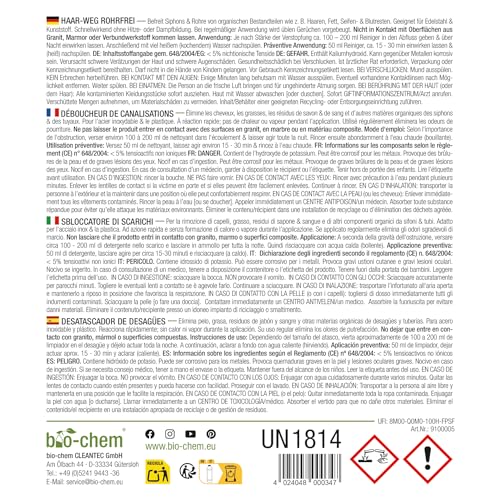 Foto von bio-chem Haar-Weg Abflussfrei – Abflussreiniger EXTRA STARK – 1000 ML - Bis zu 20 Anwendungen je Flasche Rohrreiniger – Extrem effektiver Abflussöffner & materialschonend - Made in DE