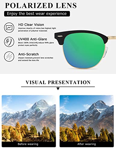 Image of AEVOGUE Polarized Semi Rimless Sunglasses for Men Women, Retro UV400 Sun Glasses for Driving Outdoor