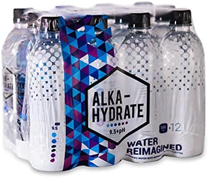 ALKA-HYDRATE Natural Artesian Purified Alkaline Water with Minerals and Electrolytes - 500mL Bottle - 16.9oz (Case of 12)