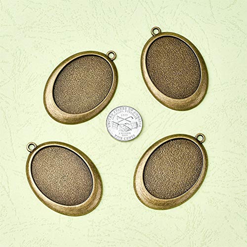Beadthoven 10Pcs Oval Vintage Tibetan Style Alloy Pendant Cabochon Bezel Settings Fit Oval Tray: 40X30Mm Jewelry Making Necklace Accessories (Nickel Free, Antique Bronze) #TOP3