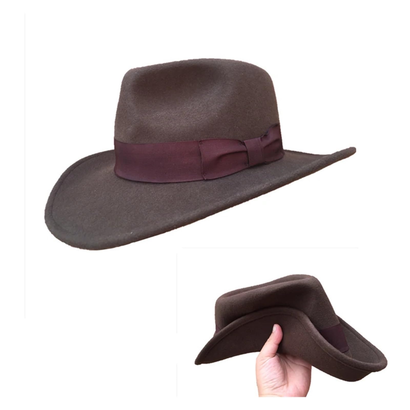 Sombreros Fedora Vaquero Plegables Marrones, Sombrero Indiana Jones Outback - Paquete Simple Para Halloween y Festivales