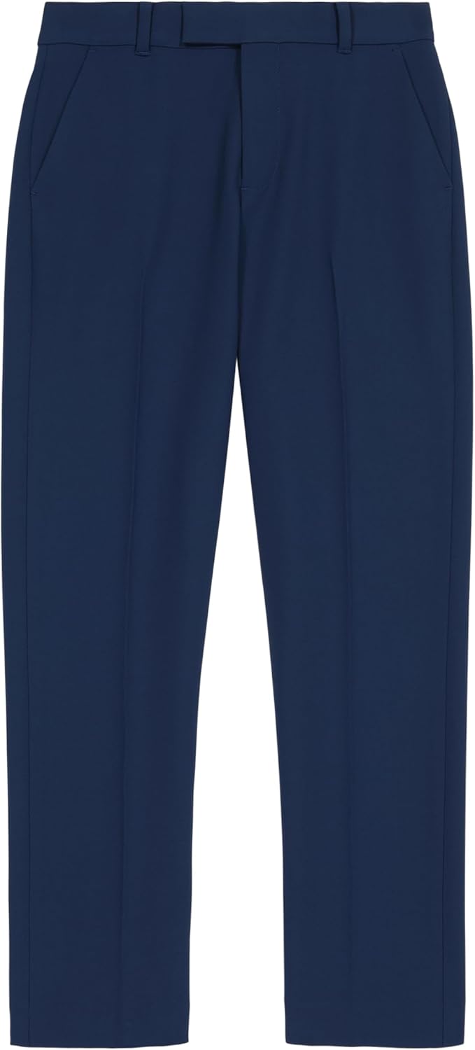 Calvin Klein Boys Flat-Front Suit Dress Pant, Straight Leg Fit & Hemmed Bottom, Belt Loops & Functional Front Pockets