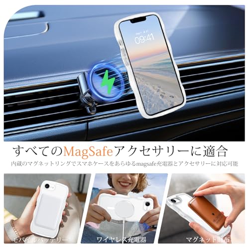 VENINGO iPhone 16e ケース クリア ウェーブ 磁吸対応 MagSafe互換 おしゃれ TPU+PC 韓国風 かわいい 耐衝撃 薄型 軽量 レンズ保護 ストラップホール付き 透明 黄変防止 いPhone16e ケース 6.1インチ クリア