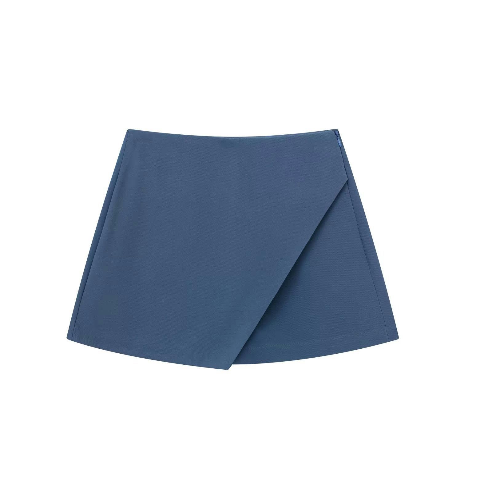 Jupe-culotte asymétrique bleu marine en taille S pour femme