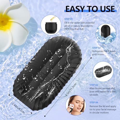 Ice Roller for Face and Eye, Reusable Silicone Ice Facial Roller Ice Holder, Face Ice Mold Skin Care, Ice Cube Roller for Shrink Pores Anti Wrinkle Reduce Puffiness, Black - Image 6