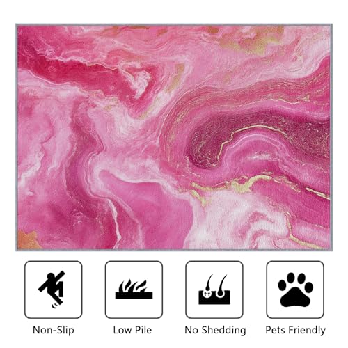 Tapete rectangular de 5x6 pies color rosa vivo miniatura 2